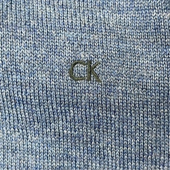 Calvin Klein Sweater Mens Large Blue 100% Italian Merino Wool V-Neck - Picture 3 of 11